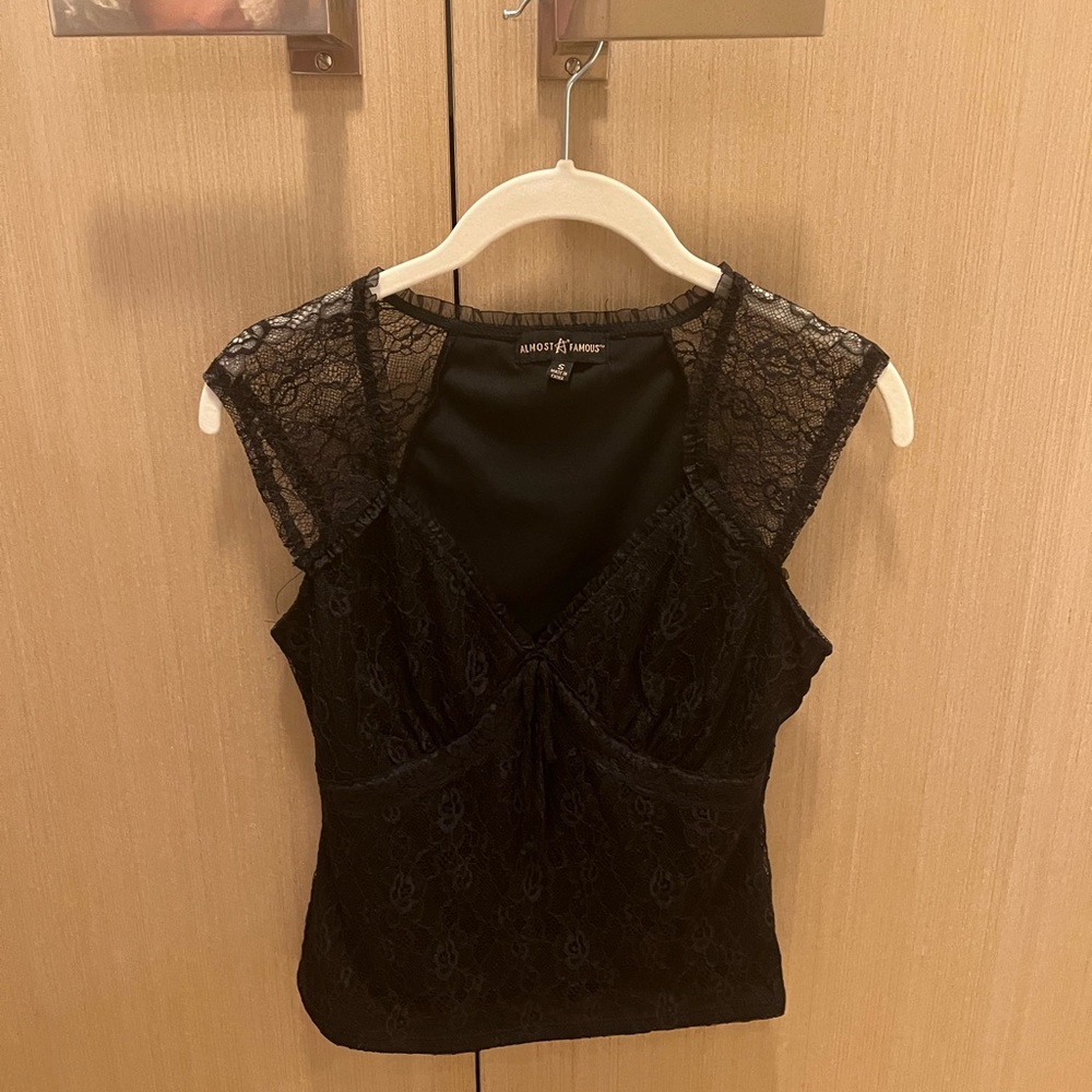 Black lace crop top